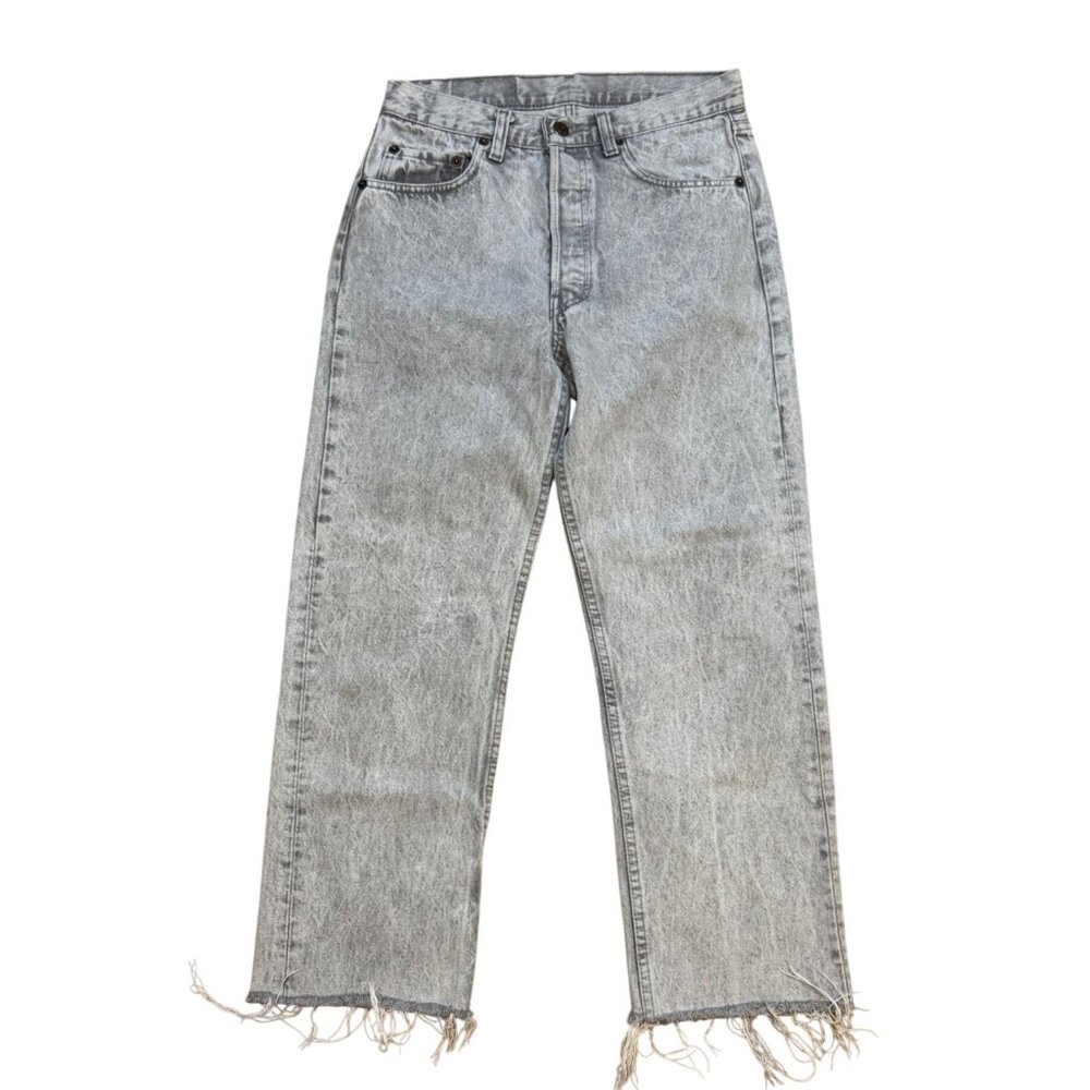 Vintage 90s Levis 501 XX Jeans Stonewashed Gray Distressed Hem 30x32 USA *30x25*